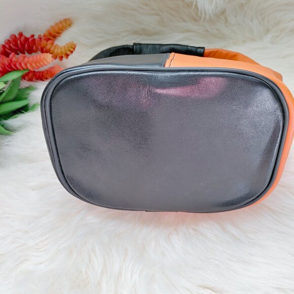 Custom Made Half Black and Half Orange Leather Mini Handbag - Picture 8 of 14